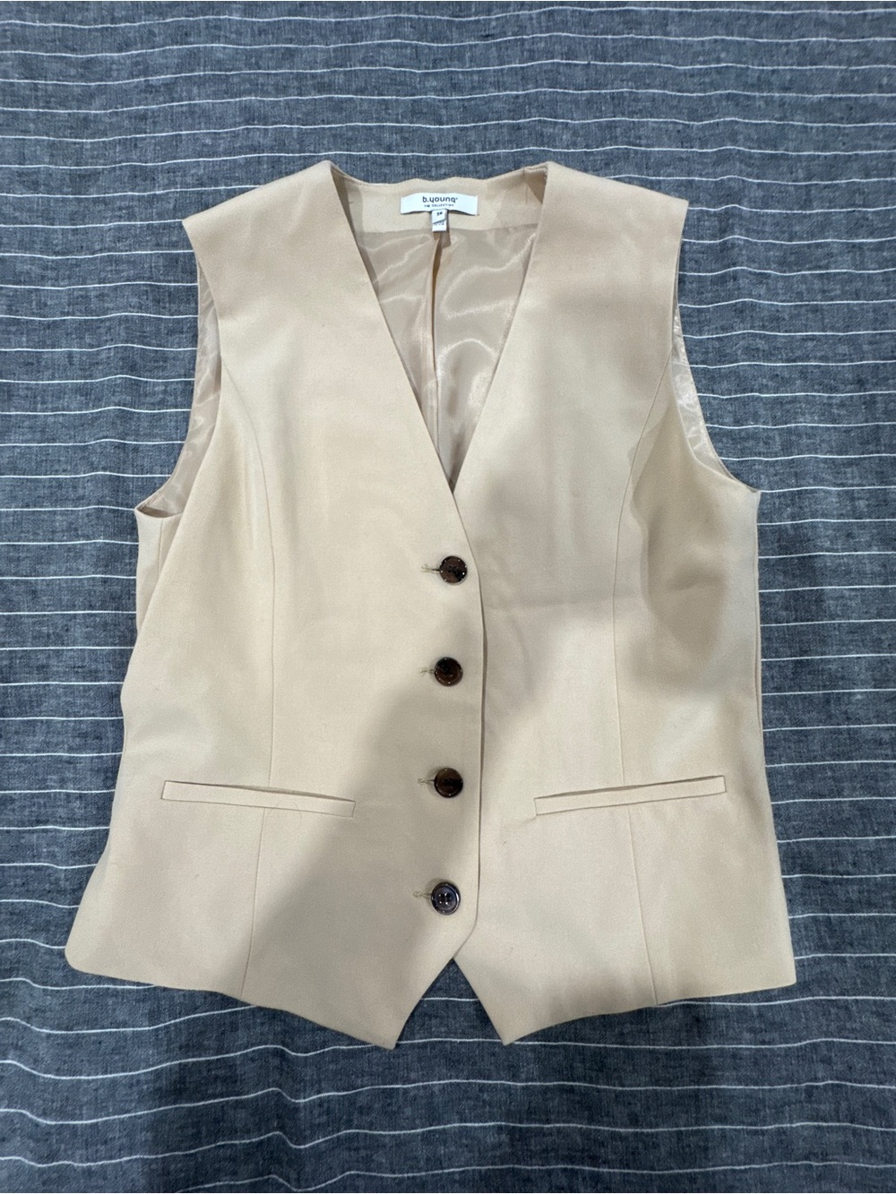 Tailored Beige Women's Button Vest by b.young